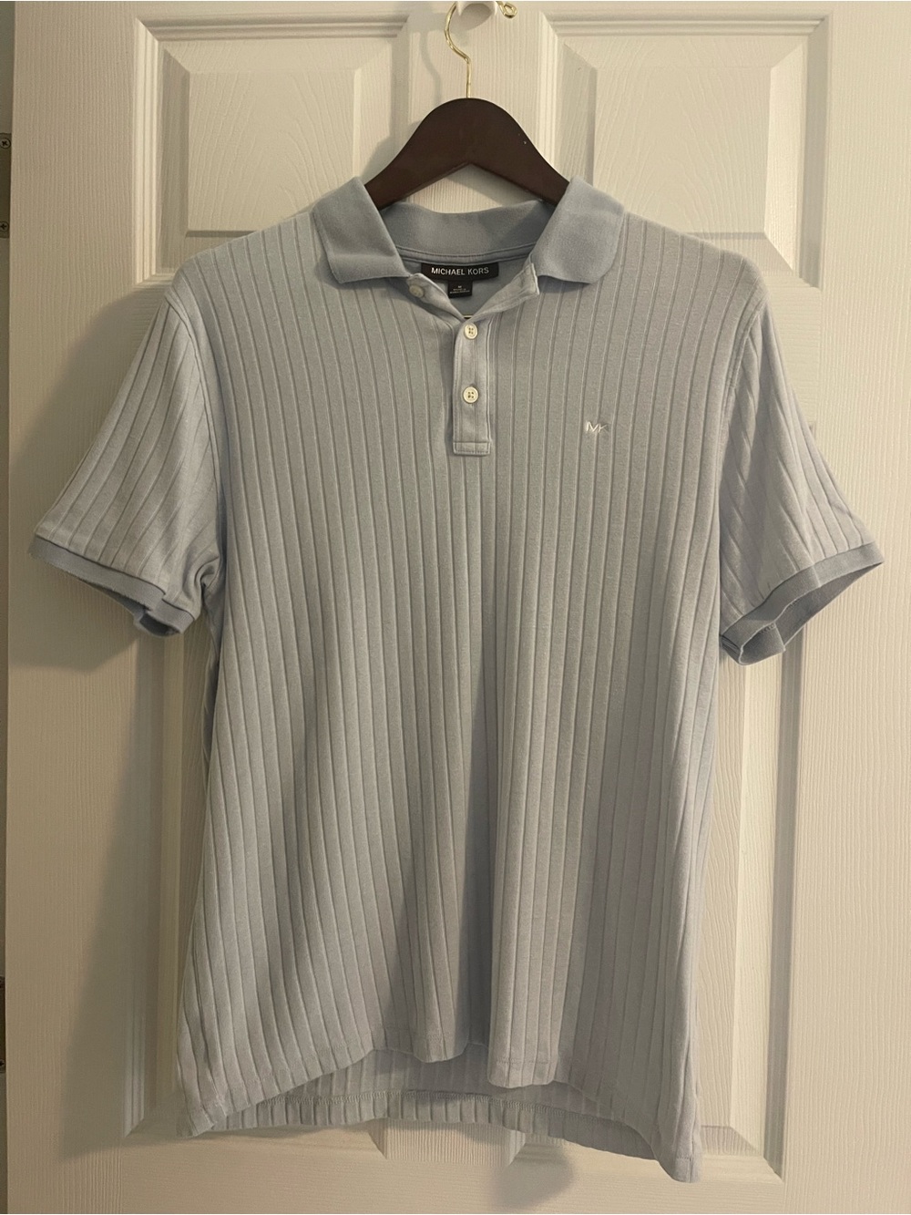 Michael Kors Pale Blue Ribbed Polo